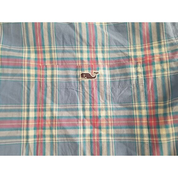 Vineyard Vines Slim Fit Tucker Shirt Button Plaid 100% Cotton Blue XL   B2 - Picture 4 of 5